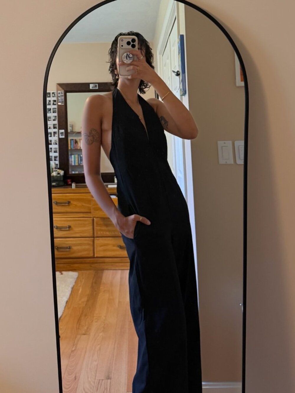 NWT Zara Black Pinstripe Halter Jumpsuit Size S